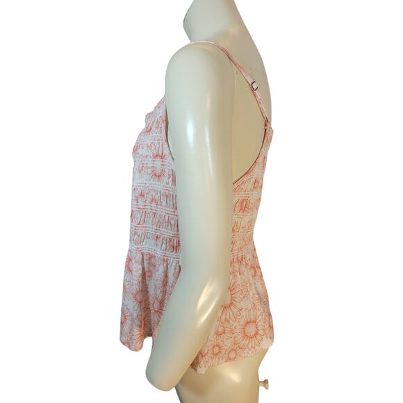 NEW SO 90s Cami Slip Top Peach Floral Print Ruffle Smocked Junior's Size 2XL - Picture 6 of 10
